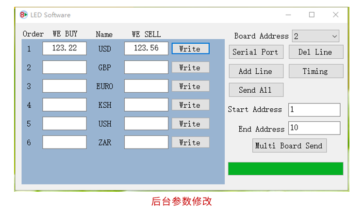 銀行匯率屏后臺參數