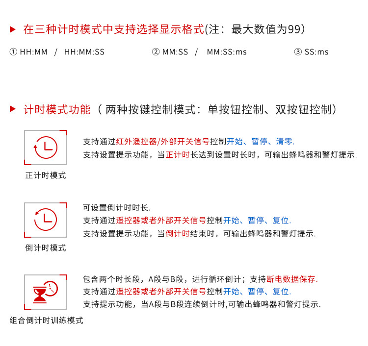 LED計時器電子鐘功能參考