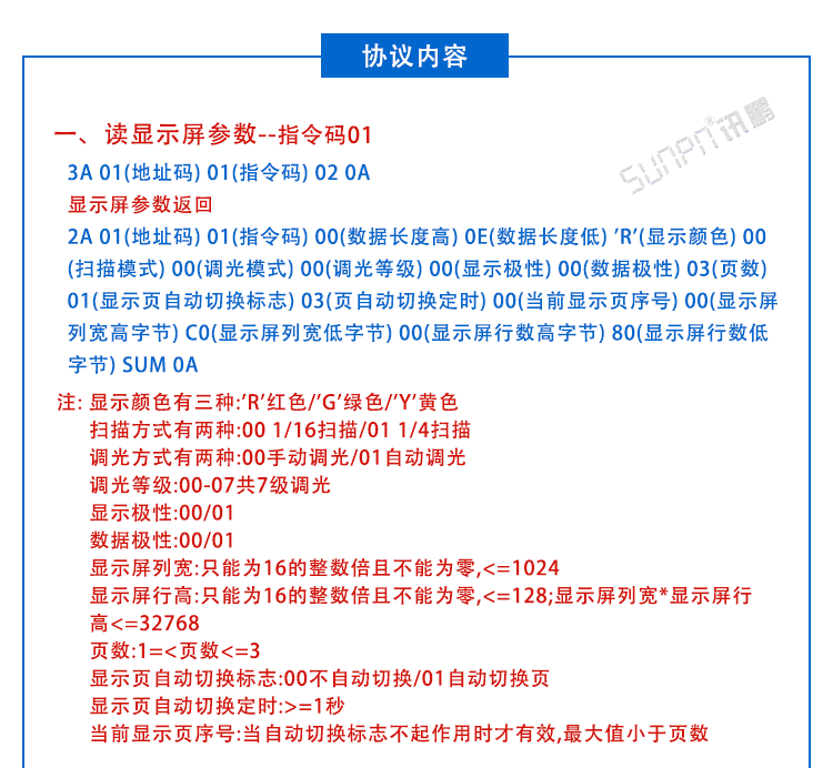 LED點陣單元板顯示屏通訊協議 LED點陣單元板顯示屏通訊協議
