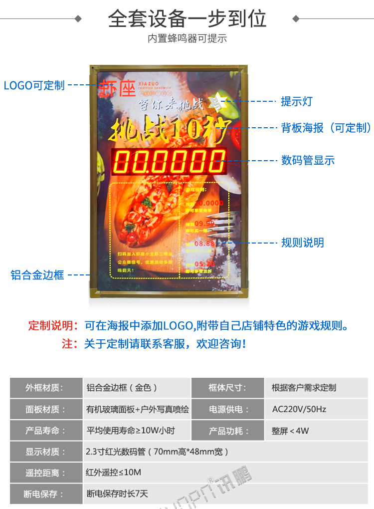 計時器顯示屏產品參數 計時器顯示屏產品參數