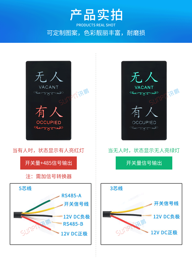 廁所有人無人顯示牌產(chǎn)品實拍