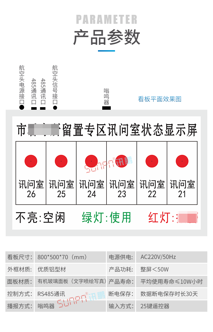 審訊室狀態監控系統產品參數 審訊室狀態監控系統產品參數