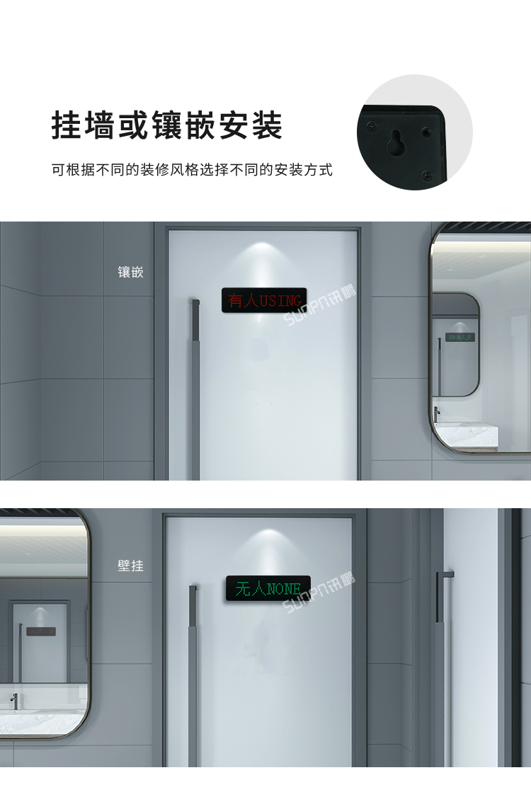 智能廁所狀態屏-安裝方式