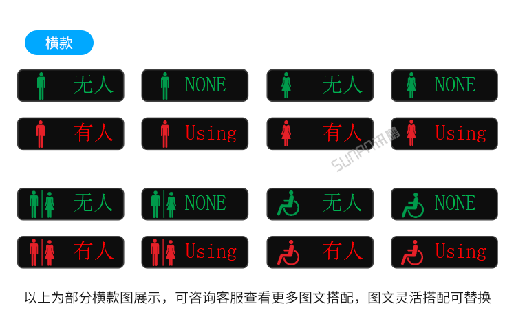 智慧公廁有人無人顯示屏-多種顯示狀態