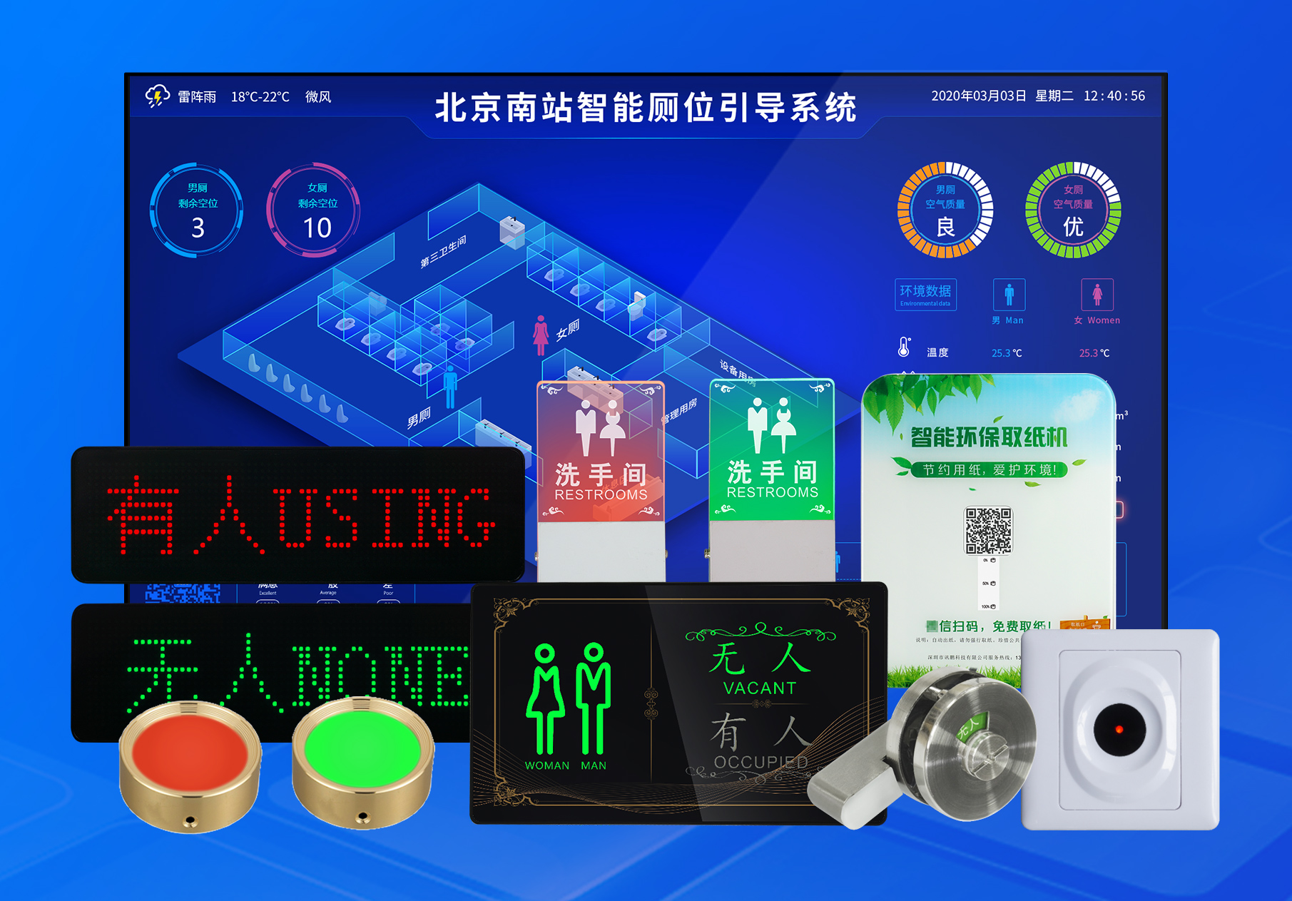 智慧公廁系統(tǒng)-有無人/環(huán)境/云平臺(tái)
