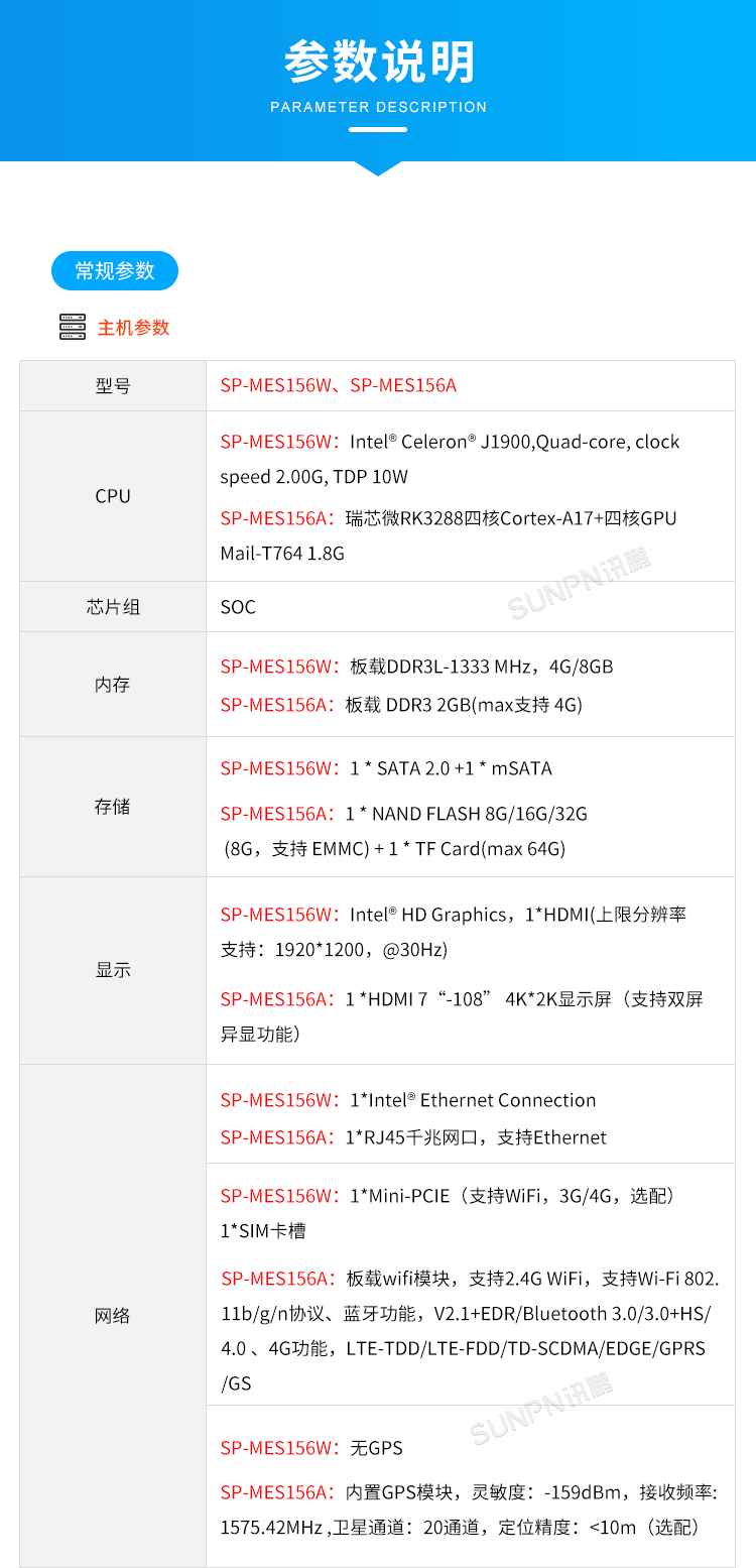 MES系統工業平板-參數說明